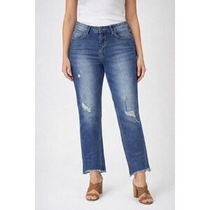 Suzanne Betro Jeans Distressed Blue Denim Ripped Frayed Stretch Women's 30